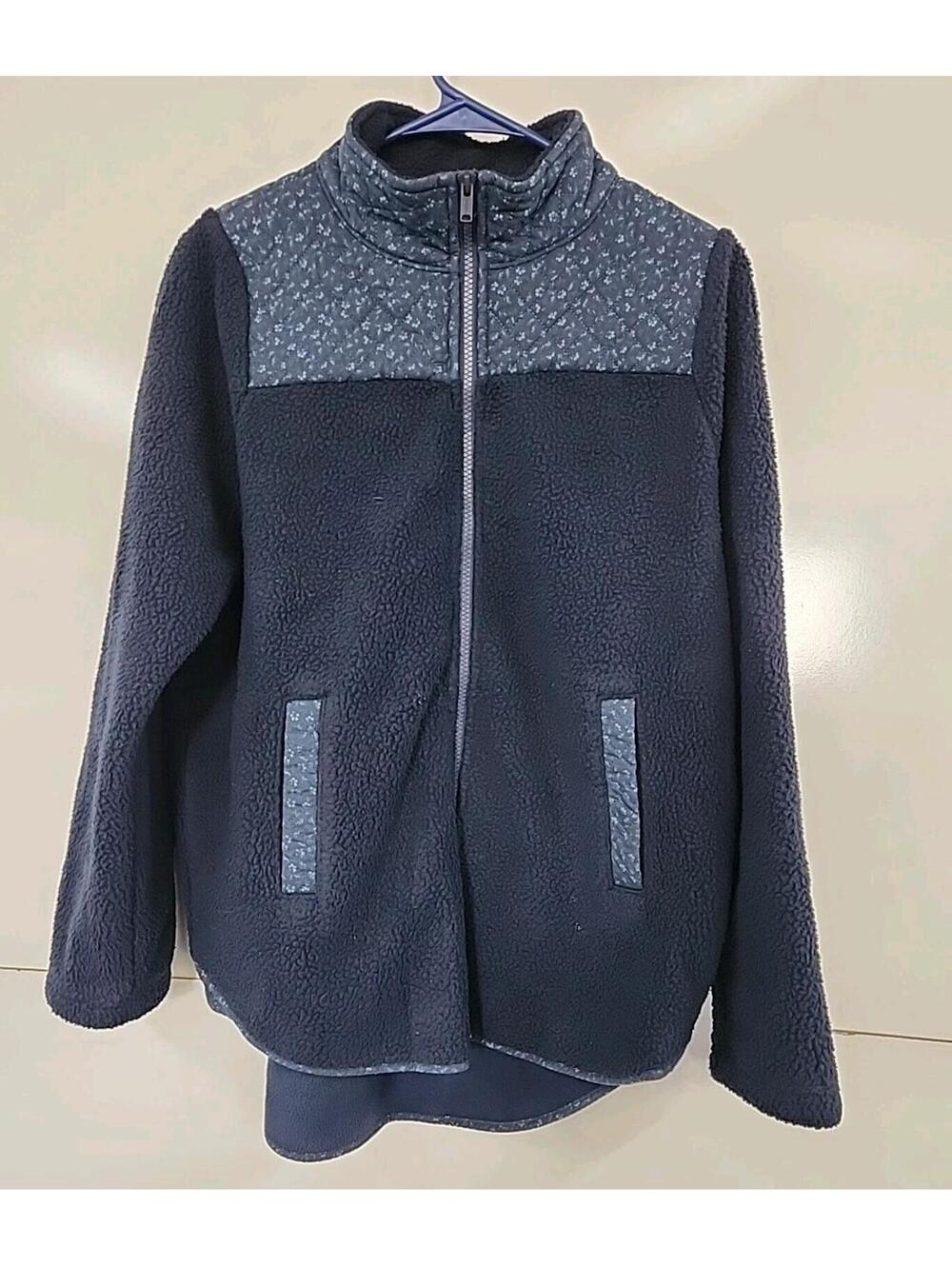 Madewell (Re)sourced Sherpa Zip Front Jacket Size S Small Blue/Floral Pockets